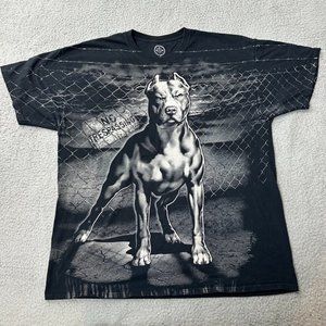 Pit Bull Shirt Adult Xxl 2xl Black DOM AOP Mega Cotton Y2K Street Hood Dog Pup